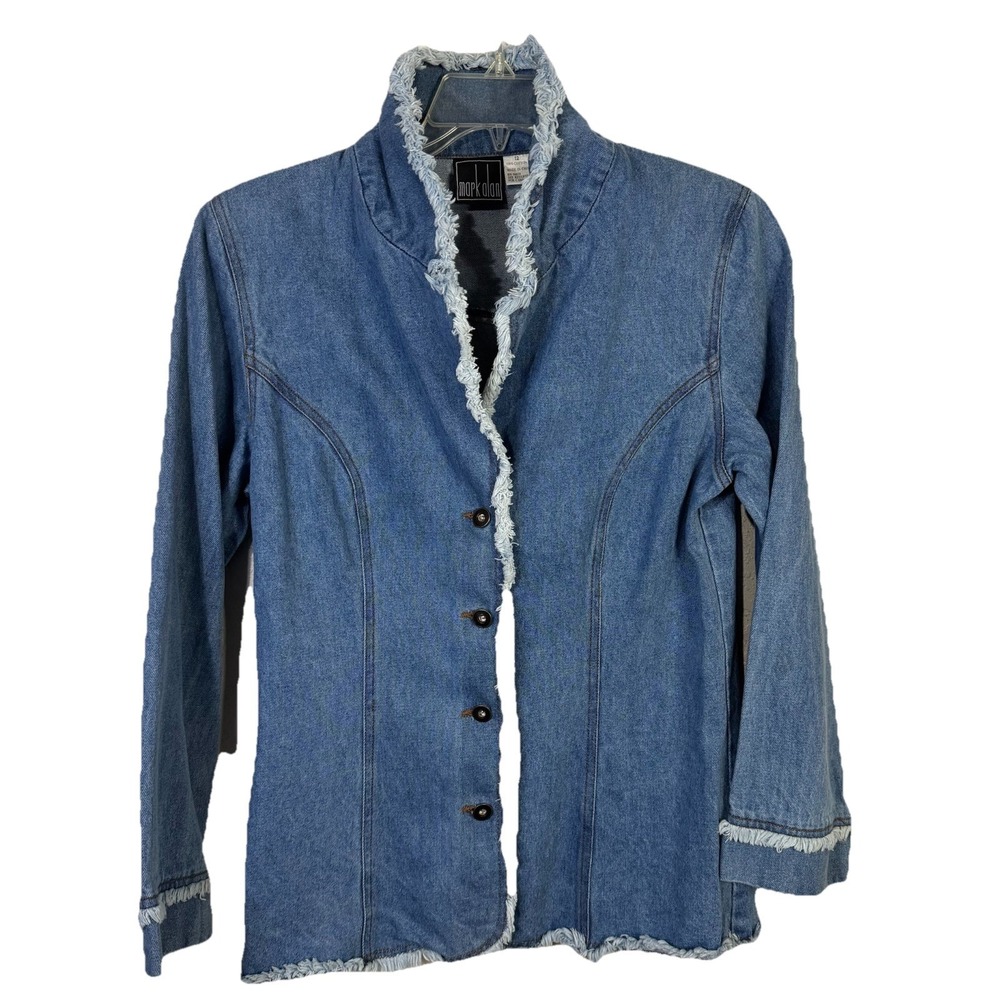 Mark Alan Jean Jacket Women's Blue Denim 12 Button Upโ Fringe No Pockets